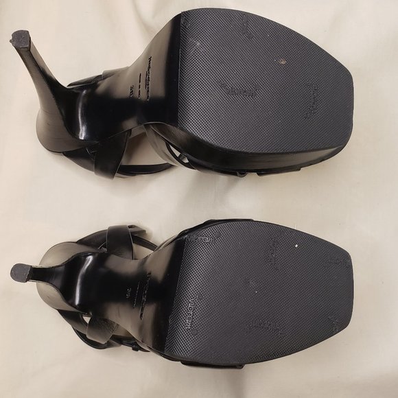 👠HOST PICK👠 SAINT LAURENT Tribute Platform Sandals in Smooth Black Leather - Picture 5 of 12